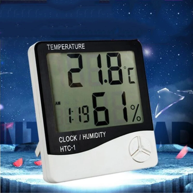 

LCD digital electronic thermometer hygrometer weather station thermometer with clock with bracket high precision thermometer