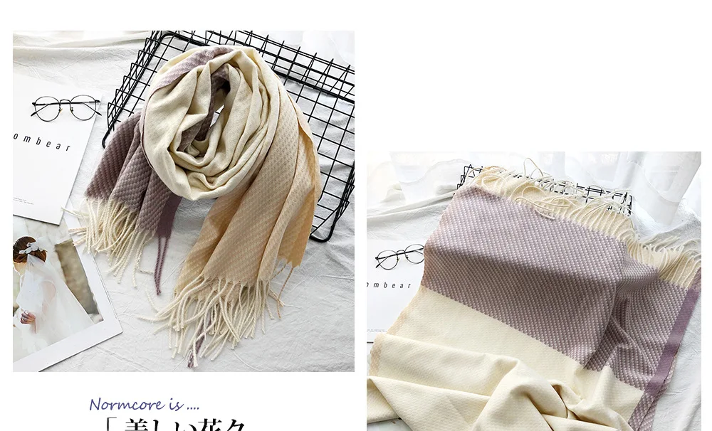 Женский вязаный шарф из кашемира, длинный кашемировый шарф для женщин, модный зимний шарф с кистями, прекрасный подарок для любой женщины