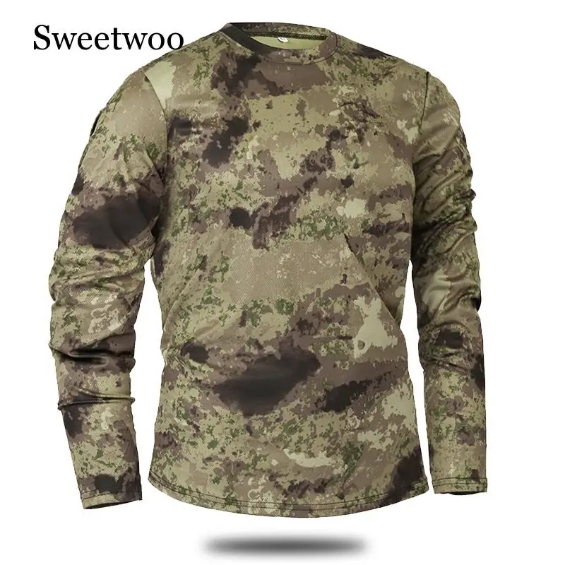 Одежда для улицы демисезонный мужской с длинным рукавом тактическая камуфляжная Футболка Camisa Masculina быстросохнущая Военная армейская рубашка