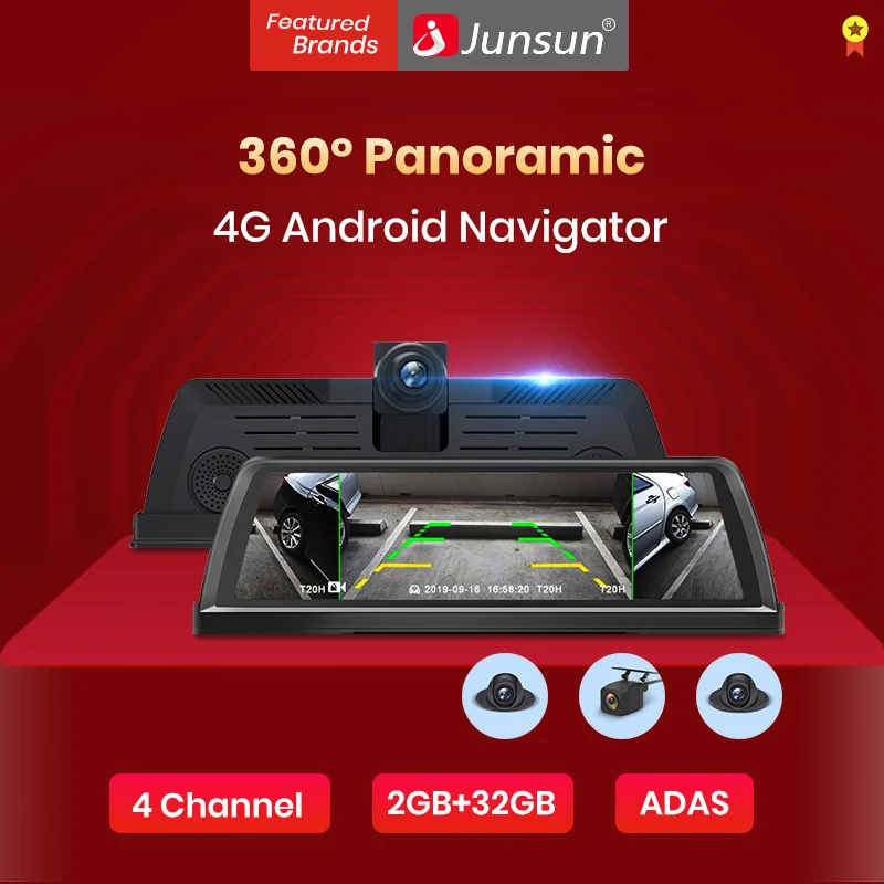 Автомобильный видеорегистратор Junsun 2 гб 32 Android Full HD 1080P 4G wi fi ADAS GPS навигация 4