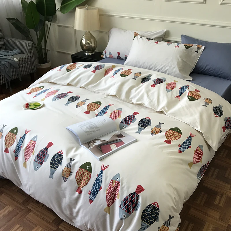 Japanese Style Home Bedding Set Duvet Cover Flat Sheet Bed Linen Pillowcase Cartoon Quilt Comforter Sets Bedclothes Soft | Дом и сад