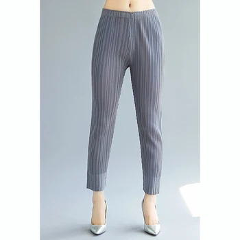 

Pleated 2019 summer new versatile slim casual pants drape loose cropped straight pant women's thin