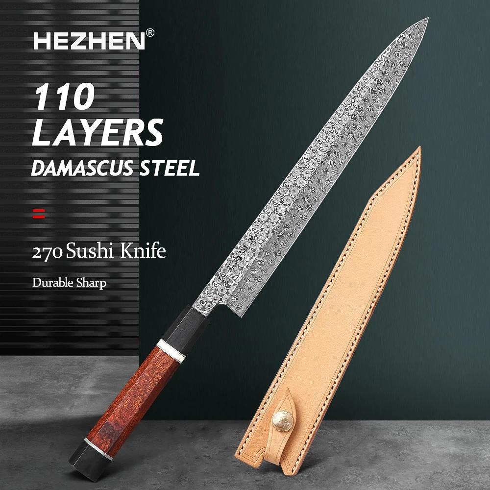 Hezhen 270mm Sashimi Knife Japanese 110 Layers Damascus Super Steel Sharp Sushi Filleting Slice