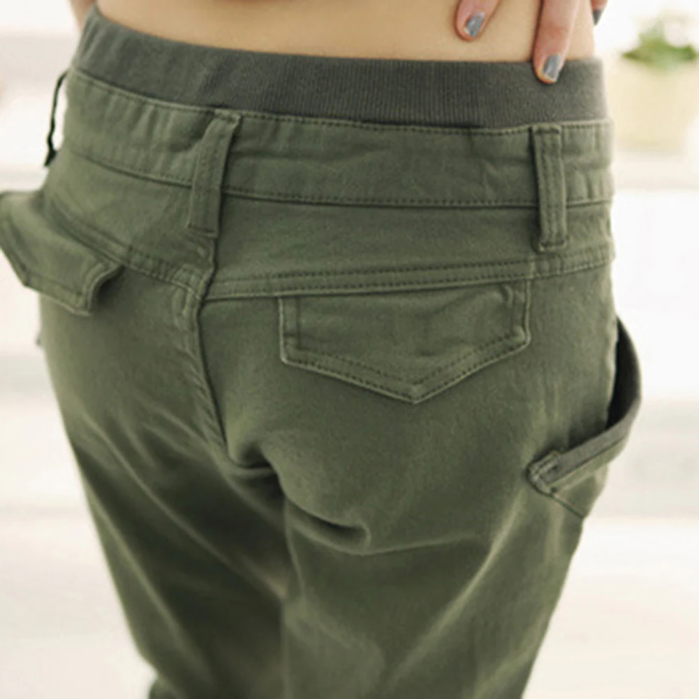 Women's Pocket Cargo Capri Pant Paper Bag High Waist Cropped Pant Trousers  Casual Trouser Jogging Pants