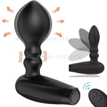 Enorme inflável anal plug sem fio controle remoto massageador de próstata vibratório butt plug expansão anal vibrador brinquedos sexuais para homens