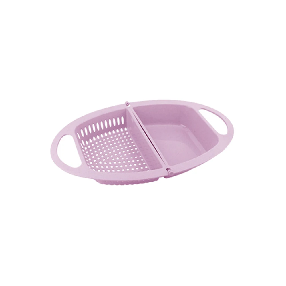 Новая Складная Многофункциональная кухонная пластиковая корзина для мытья фруктов корзина для мытья морепродуктов корзина для слива раковины - Цвет: Розовый
