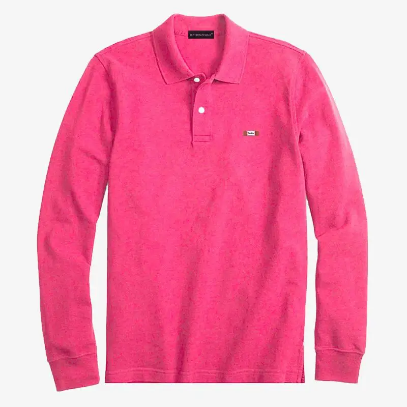 Хлопок хорошее качество мужские классические рубашки поло с длинным рукавом Повседневные Брендовые мужские рубашки поло мужская одежда топы XS-4XL - Цвет: Rose red