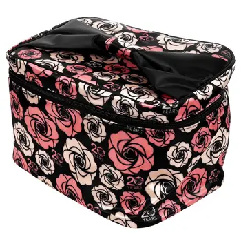 

Toiletry Cosmetic Storage Large Travel Makeup Bag with Sweet Bow Handle and Mirror,Flower