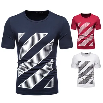 

YT037 Summer Clothing New Men's European Size Fashion Printing Round Neckline T-shirt Large Size Half Sleeve Shirt