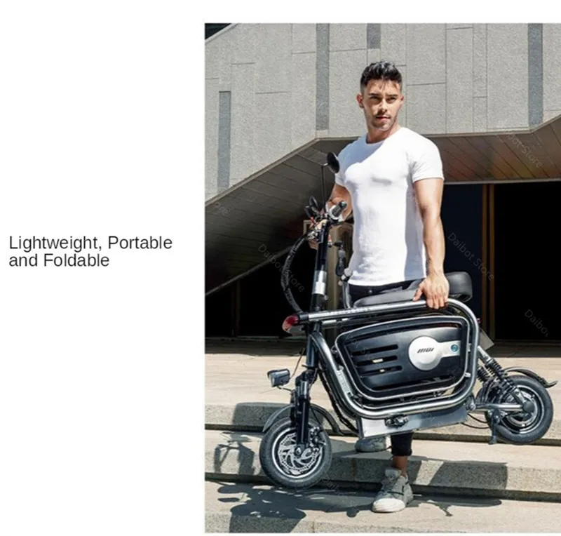 Electric Folding Bicycle Two Wheels Electric Bicycles Electric Scooter For GirlsLadies With SeatPet Basket 48V 80KM 40KMH  (2)