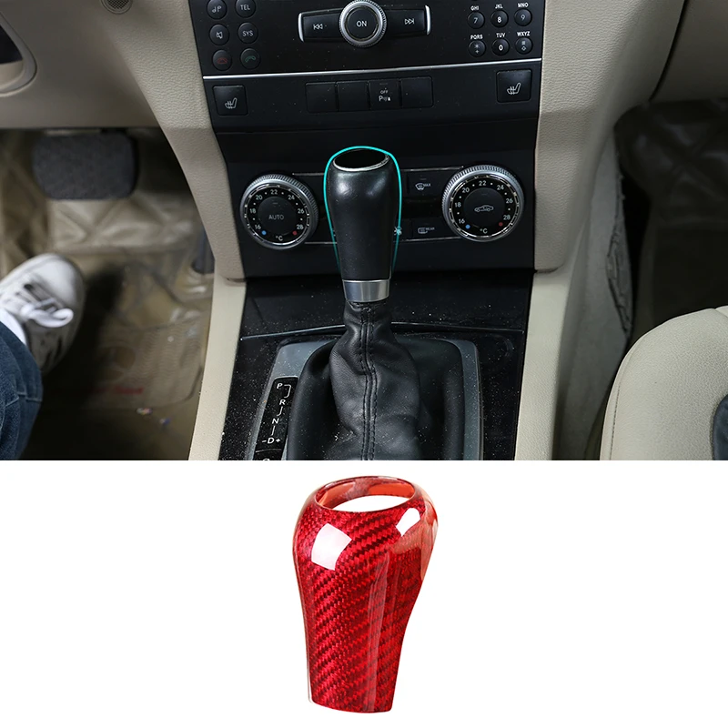 

For Mercedes Benz C Class W204 E GLK X204 CLS W218 A G Class Car Interior Carbon Fiber Gear Shift Head Cover Trim Accessories