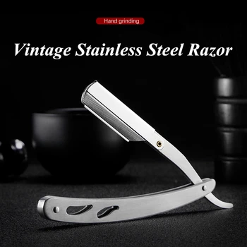 

Men Shaving Barber Tools Hair Razor Folding Shaving Knife Stainless Steel Straight Razor Holder With 10pcs blades G0804