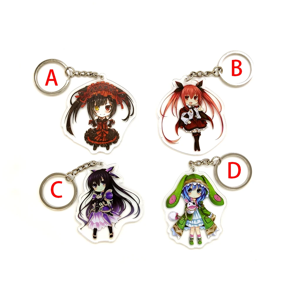 

Love Thank You DATE A LIVE keychain Kurumi Tohka Yoshino Kotori 4 styles key chain ring pendant toy gift anime
