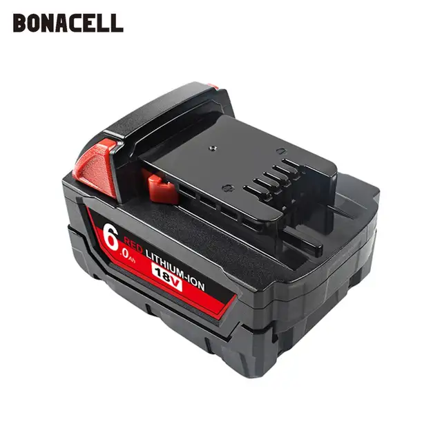 bonacell 2pcs 6000mAh Li-ion Tool Battery for Milwaukee M18 48-11-1815 48-11-1850 2646-20 2642-21CT Repalcement M18 Battery 3
