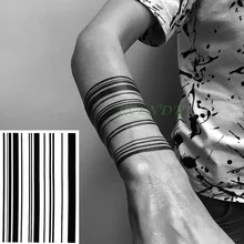 Водостойкая временная татуировка наклейка полоса штрих-код полоса линия поддельные тату флэш-тату задняя нога Abdo для мужчин и женщин
