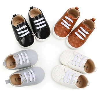 

Baby Boys Pu Leathe Breathable Solid Shoes Print Anti-Slip Shoes Sneakers Soft Soled First Walkers Canvas Shoe
