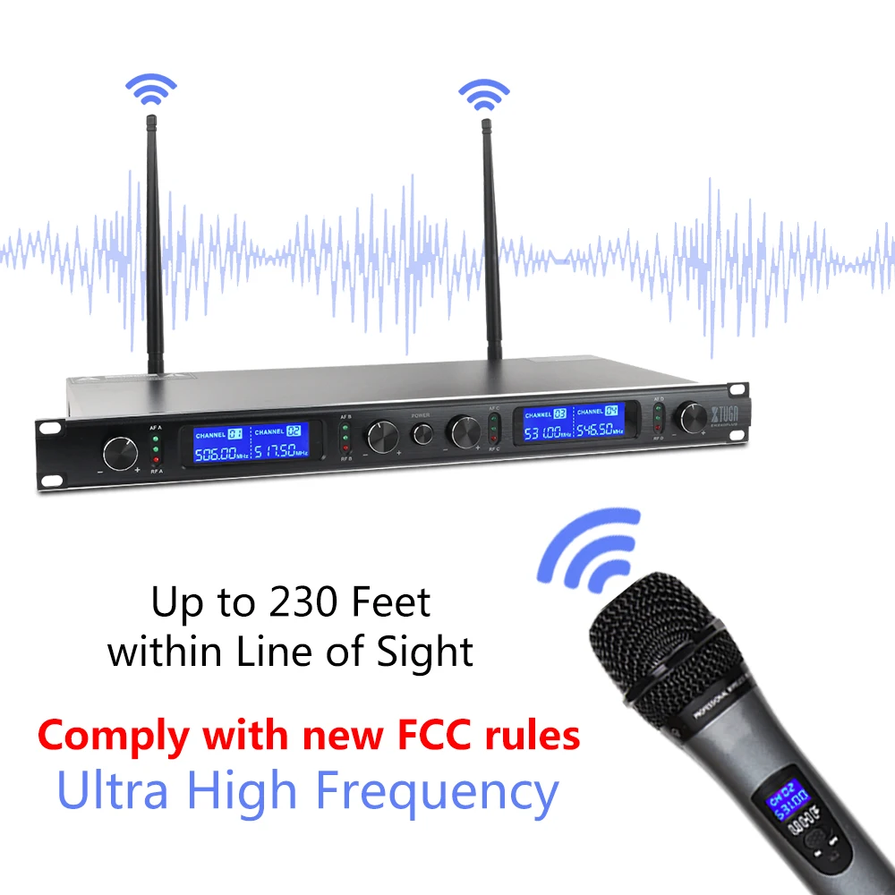 XTUGA Одежда высшего качества EW240PLUS 4 канала Беспроводной система микрофонов UHF караоке Системы беспроводные 2 ручной& 2 поясной дома Вечерние