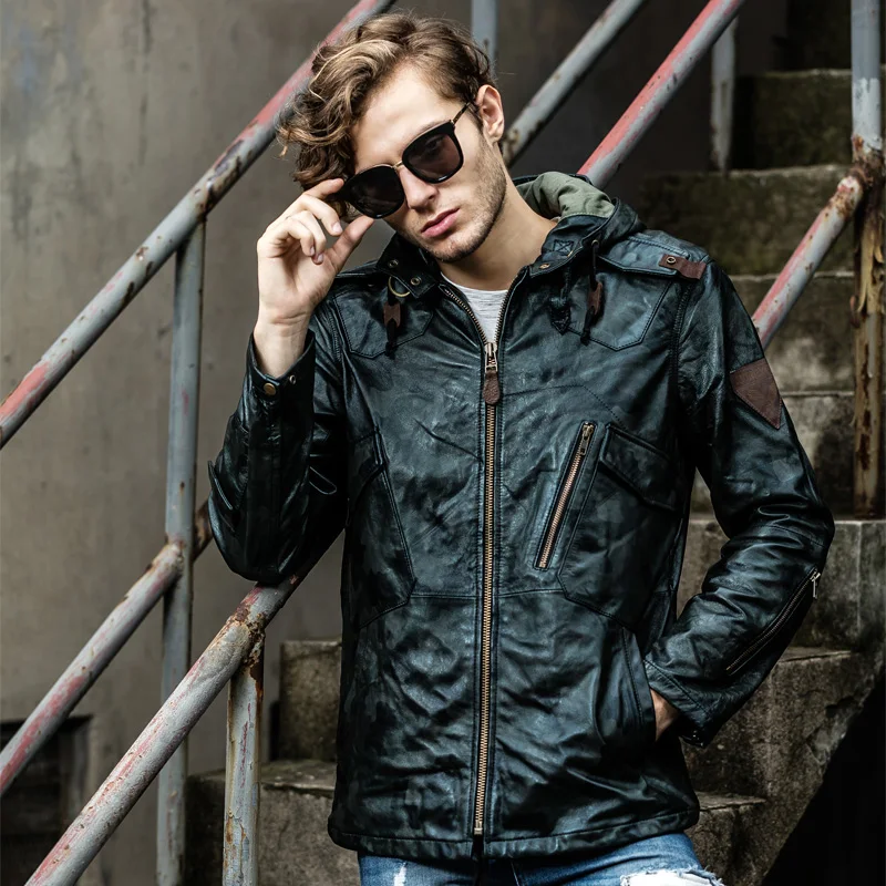 

Fashion Classic Inter Warm Sheepskin Jackets Men's Slim Long Genuine Sheep Leather Jacket Casual Clothing