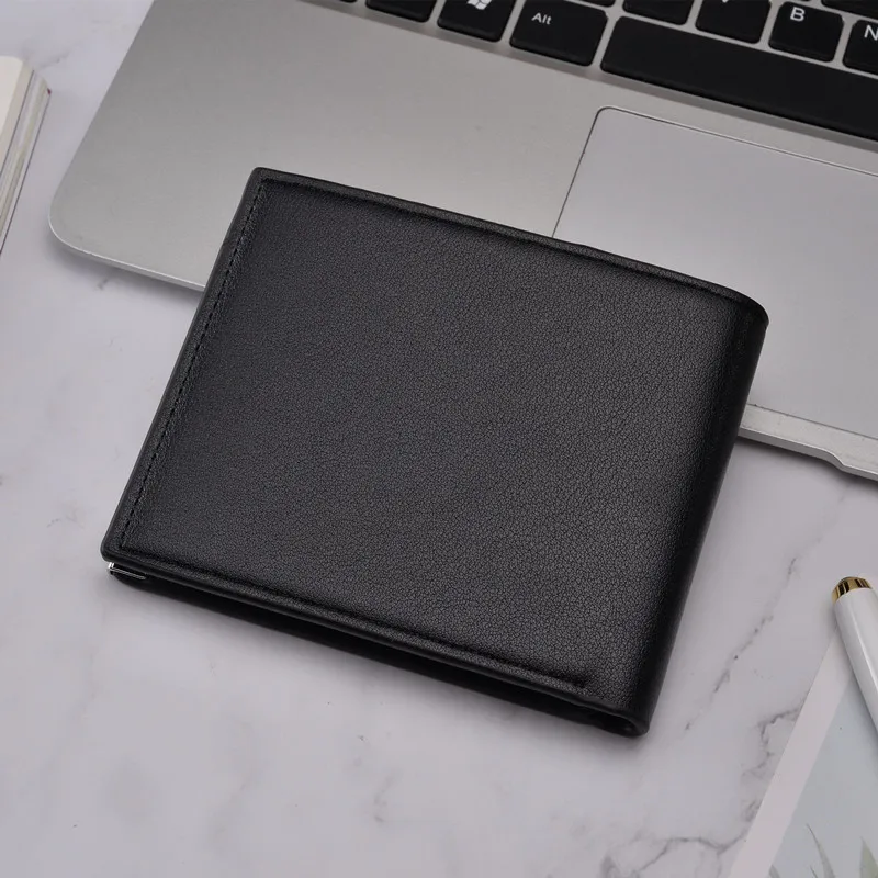  2019 men's wallet pu leather double fold men's wallet casual close-fitting multi-function leather b - 4000042201446