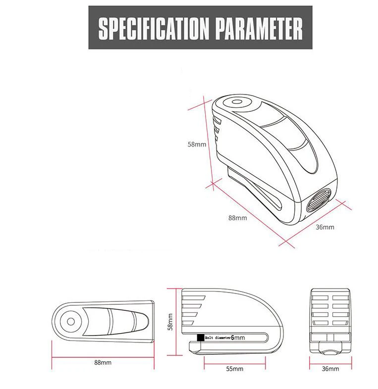 Motorcycle lock alarm brake lock electric motocross riding bike brake lock car anti-theft lock