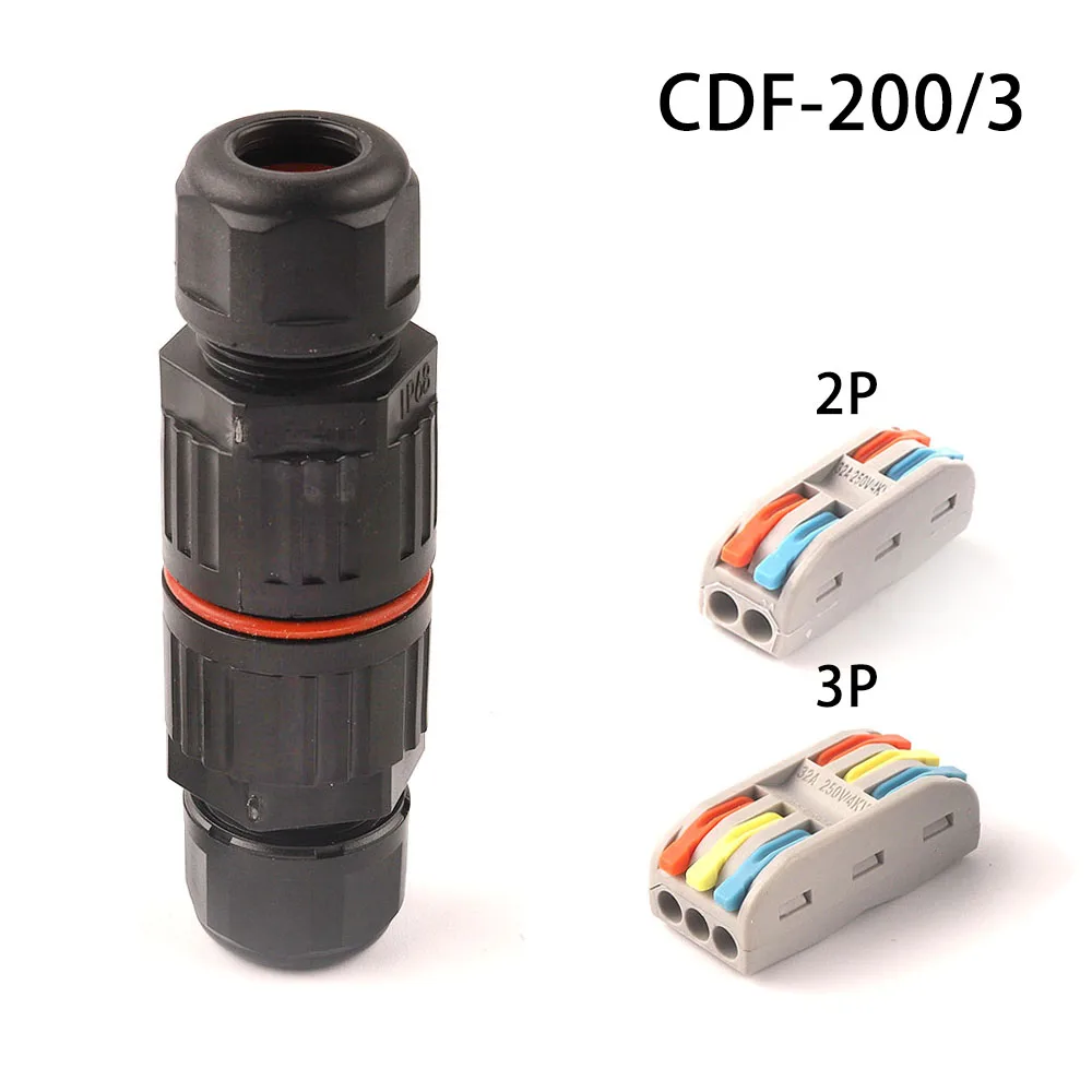 

IP68 waterproof connector Wire Cable 2/3/5 Pin Outdoor Plug Straight Quick Push in Terminal block Industrial Electrical Wire Con