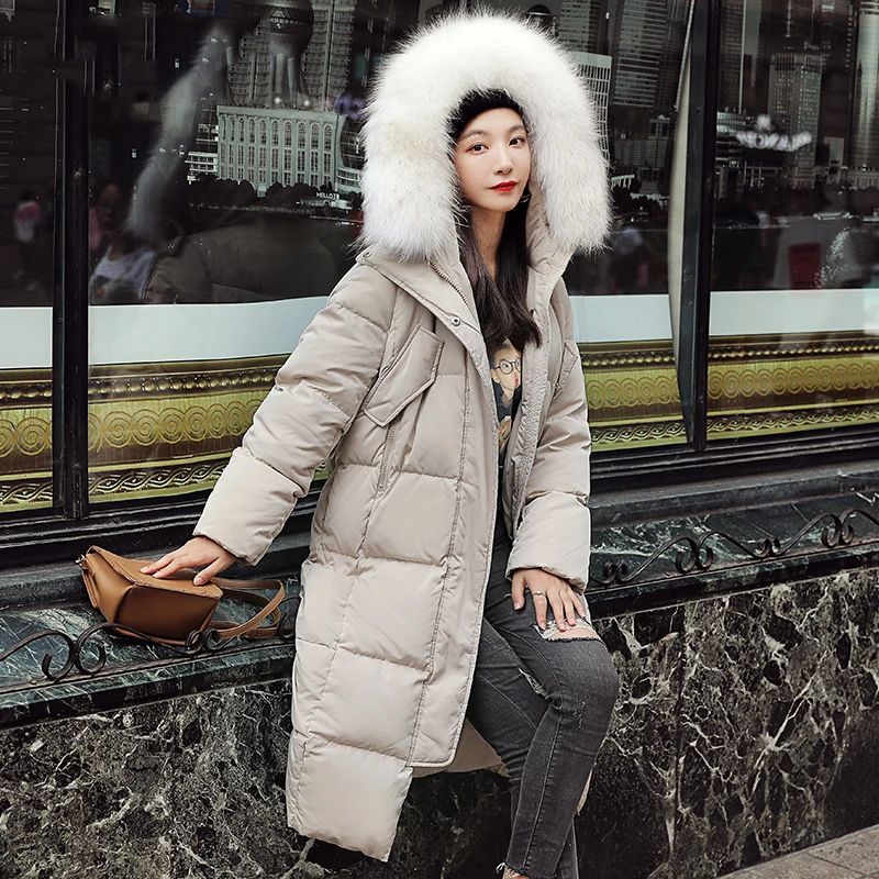 Высокое качество, женский пуховик, длинная куртка, новинка, зимнее теплое пальто с капюшоном, женская мода, свободные парки, Женское пальто WM114 - Цвет: apricot