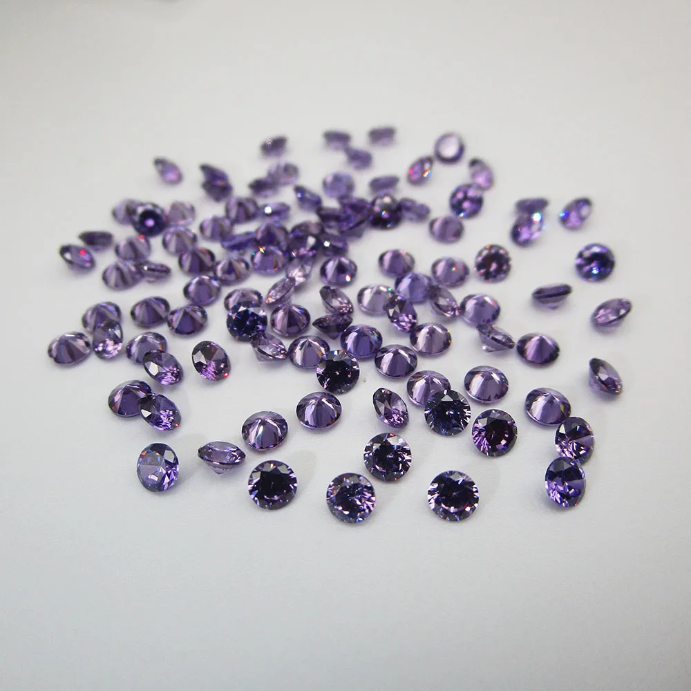 

100pcs/Lot Size 1.0-3.0mm 5A Amethyst Color Loose Cubic Zirconia Bead Stones Round Cut Loose CZ Stone Synthetic Gems