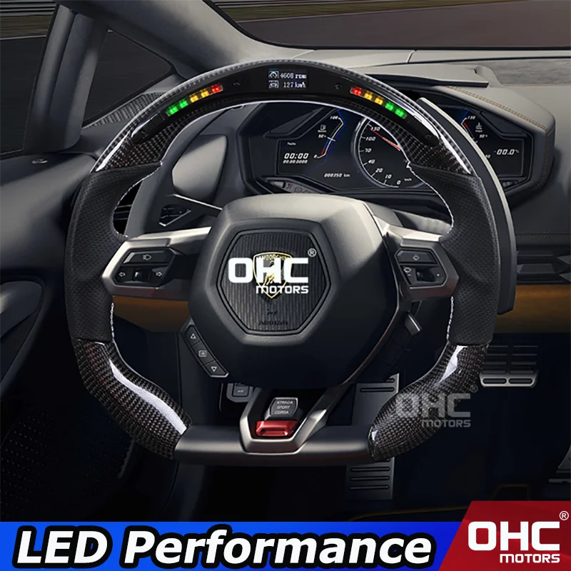 Real Carbon Fiber Led Steering Wheel For Lamborghini Huracan Urus Aventador Led Performance Steering Wheel Steering Wheels Steering Wheel Hubs Aliexpress