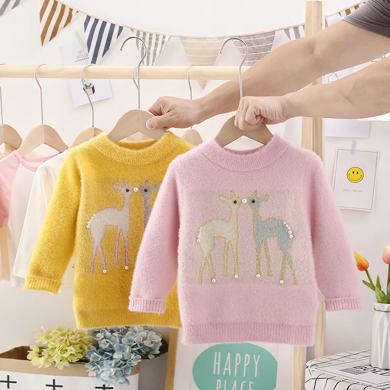 

2019 New Style CHILDREN'S Sweater Imitation Mink Children Deer Sweater GIRL'S Sweater Autumn Pullover Baby Sweater Winter