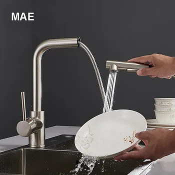 

Kitchen Faucets chrome Single Handle Pull Out Kitchen Tap Single Hole Handle Swivel 360 Degree Water Mixer Tap Mixer Tap