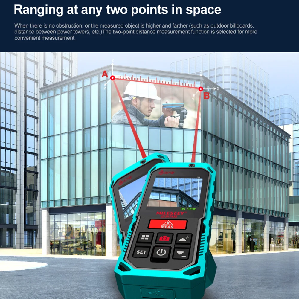 Mileseey S2 Outdoor Laser Distance Meter Professional Bluetooth Rangefinder 200M Measure Device with Camera For Any Two Point laser rangefinder distance meter laser tape measure land measuring instrument