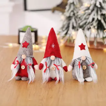 

Merry Christmas Star Hat Swedish Santa Gnome Plush Doll Ornaments Handmade Elf Toy Holiday Home Party Decoration