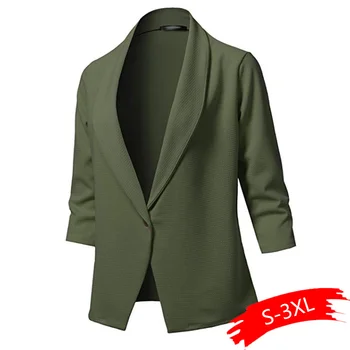 

women black blazers Autumn winter long-sleeved solid color small suit women's tops one button office lady single button suit