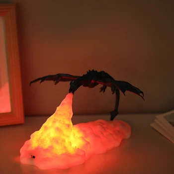 

3D Printed LED Fire Dragon Lamp Rechargeable Bedside Night Light, Used For Kids Room Bedroom Camping Night Light Decoration