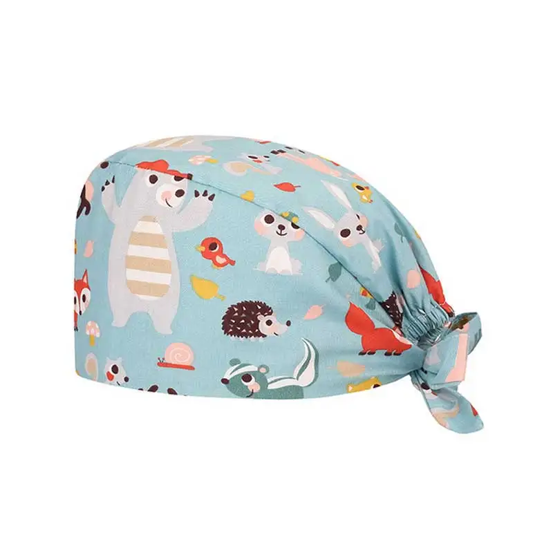 skullies beanie Cartoon Pattern Medical Scrub Hat Hospital Doctor Work Caps Health Worker Scrub Cap Pet Clinic Nurse Beautician Nursing Hat woolen cap for men