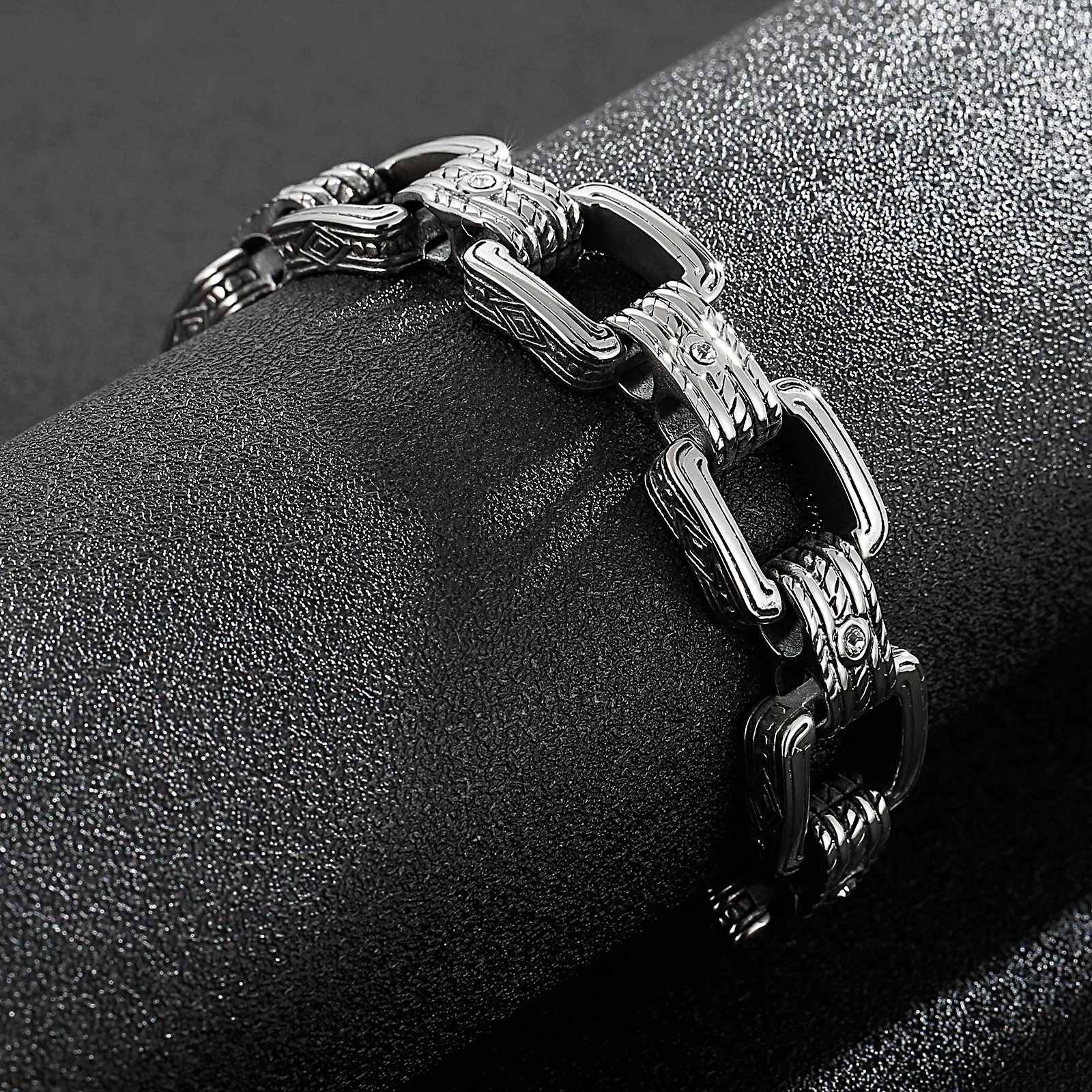 Kalen Vintage Square Chain Carved Mysterious Totem Men's Stainless Steel Charm Jewelry