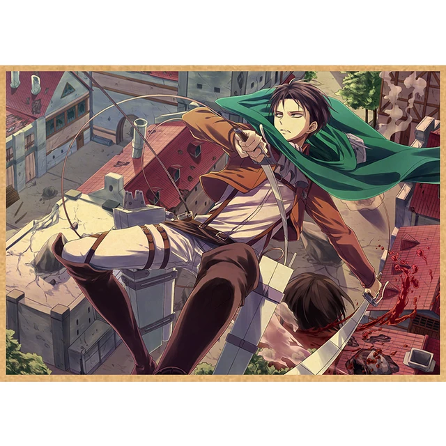 Attack on Titan Anime Poster Decor For Home Posters Room Wall Pictur Kraft Paper Retro And Prints Art Bar Cafe Stickers 44