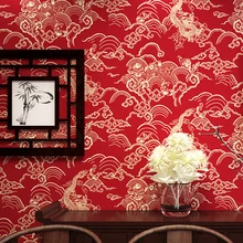 Традиционный китайский красный 3d Настенные обои с видом облаков Дракон узор обои для Росписи Стен Украшения для стен ресторана водонепроницаемый Papel Pintado EZ229
