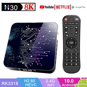 

H30 Android 10.0 Smart TV Box 16GB/32GB/64GB 8K 4K Media Player 3D Video Game 2.4GHz Wifi TV Receiver Set Top Box