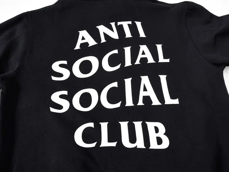 Европа и Америка анти Social Club ASSC мужчины и женщины с капюшоном плюс бархат толстовка Kanye Hoodie Мода