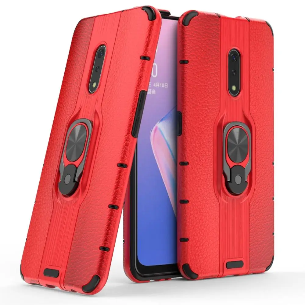 

Shockproof Armor Kickstand Phone Case For OPPO F11 F11pro k3 Realmex Case Magnetic Finger Ring Holder cover