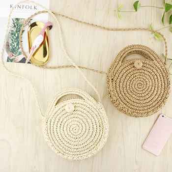 

SWDF Square Round Mulit Style Straw Bag Handbags Women Summer Rattan Bag Handmade Woven Beach Circle Bohemia Handbag New Fashion