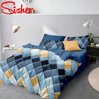 

New 3D Geometric Printed Duvet Cover Set With Pillowcase Modern King Size Bedding Sets Cover Single Twin Double Queen Bedclothes