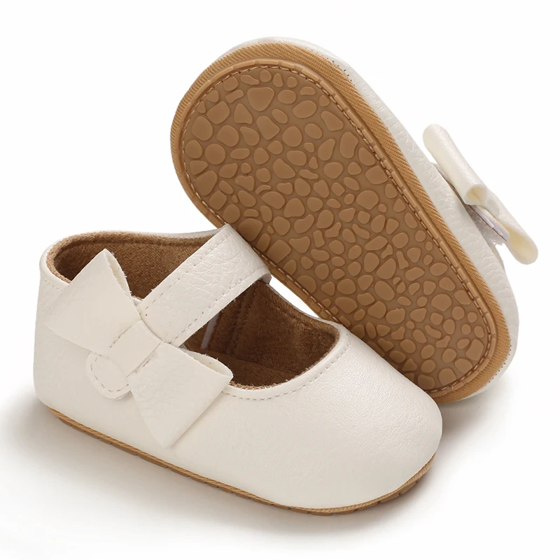 Infant Newborn Baby Girls Princess Non-Slip Floral Border Shoes Toddler Baby Soft PU Leather Prewalker Shoes Solid First Walkers