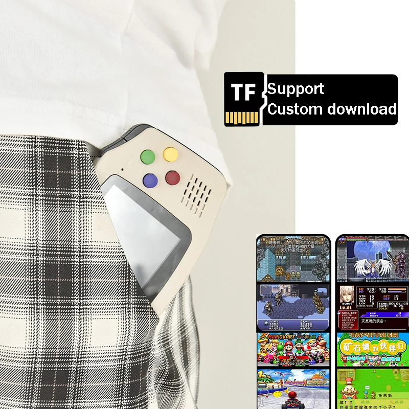 POWKIDDY A30 2.8 inch Mini Pocket Handheld Game Player Open Source 64GB 10000 Retro Video Games Console For PS1 Support Add ROM