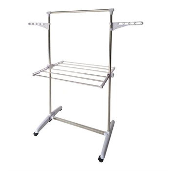 

1Tier racks floor drying racks indoor&outdoor stainless Folding Rails Adjustable Telescopic Rolling Clothing Garment Rack