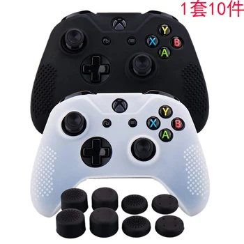 

Silicone Rubber Cover Skin Case Anti-Slip For One/S/X Controller X 2(Black & White) + Fps Pro Extra Height Thumb Grips X 8
