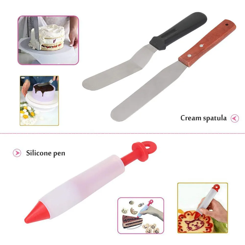73pcs Multifunction Cake Turntable Set Cake Decorating Kit Pastry Tube Fondant Tool Kitchen Dessert Baking Pastry Supplies