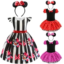 Г. Подарок на год, вечерние маскарадные костюмы с Минни Маус маскарадное балетное платье-пачка для девочек+ повязка на голову с ушками, платье в горошек, Clothes1-6y