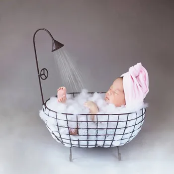 

Newborn Photography Prop Baby Photography Auxiliary Frame Iron Basket Shower Bathtub Props Posing Studio Accessori Fotografi